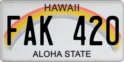 HI license plate FAK420