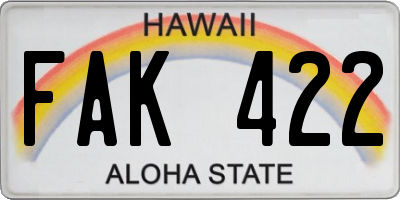 HI license plate FAK422