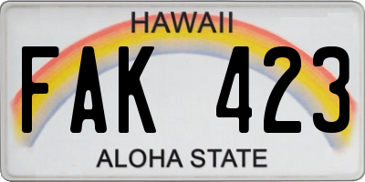 HI license plate FAK423