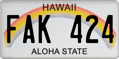 HI license plate FAK424