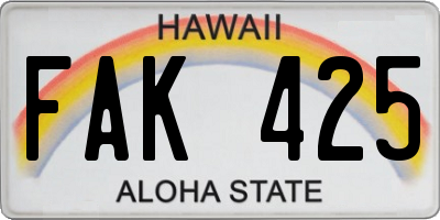 HI license plate FAK425