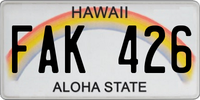 HI license plate FAK426