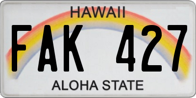 HI license plate FAK427