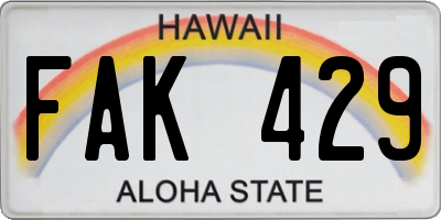 HI license plate FAK429