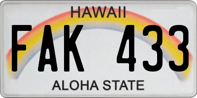 HI license plate FAK433