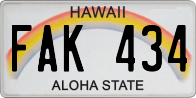HI license plate FAK434