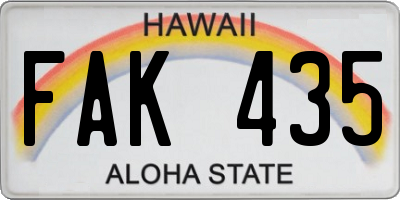 HI license plate FAK435