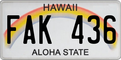 HI license plate FAK436