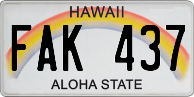 HI license plate FAK437