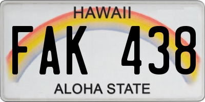 HI license plate FAK438