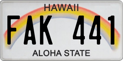 HI license plate FAK441