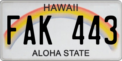HI license plate FAK443