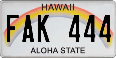 HI license plate FAK444