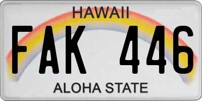 HI license plate FAK446