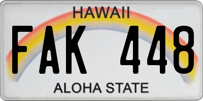 HI license plate FAK448