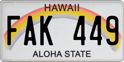 HI license plate FAK449
