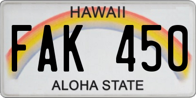 HI license plate FAK450