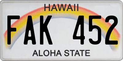 HI license plate FAK452