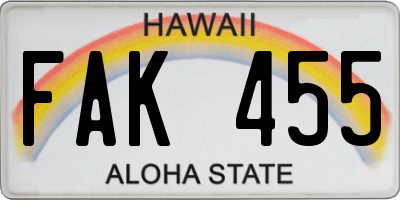 HI license plate FAK455