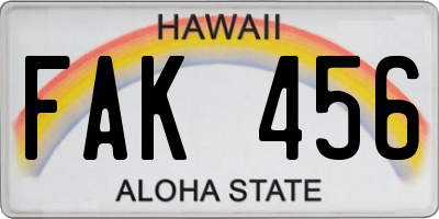 HI license plate FAK456