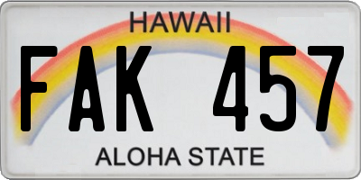 HI license plate FAK457