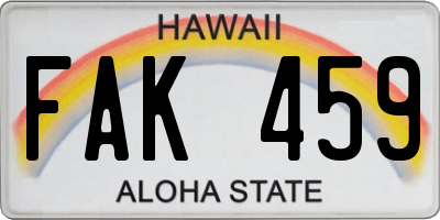 HI license plate FAK459