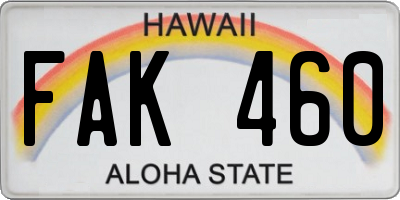 HI license plate FAK460