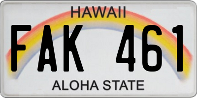 HI license plate FAK461