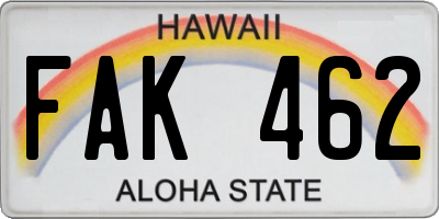 HI license plate FAK462