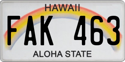 HI license plate FAK463
