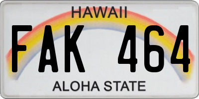HI license plate FAK464