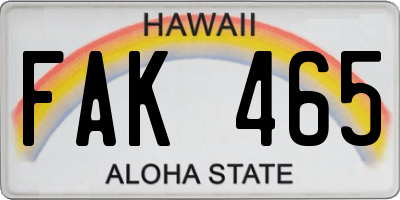 HI license plate FAK465