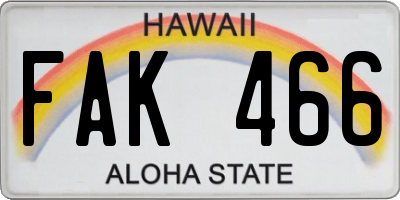 HI license plate FAK466