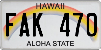 HI license plate FAK470