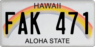HI license plate FAK471