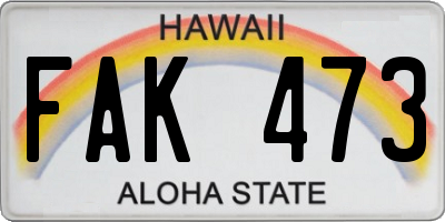 HI license plate FAK473