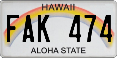 HI license plate FAK474