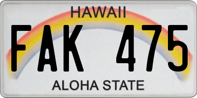 HI license plate FAK475
