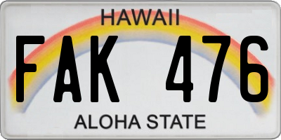 HI license plate FAK476