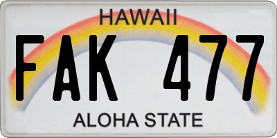 HI license plate FAK477