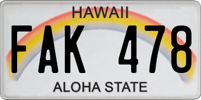 HI license plate FAK478