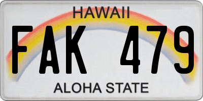 HI license plate FAK479