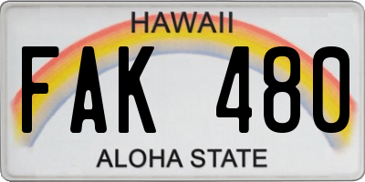 HI license plate FAK480
