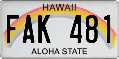 HI license plate FAK481