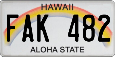 HI license plate FAK482