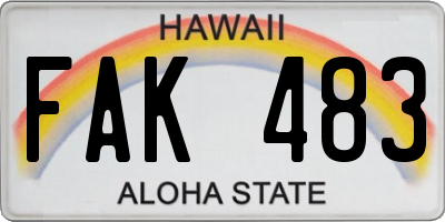 HI license plate FAK483
