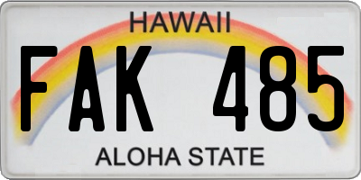 HI license plate FAK485
