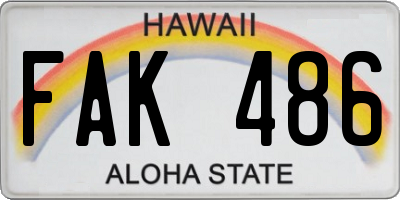 HI license plate FAK486