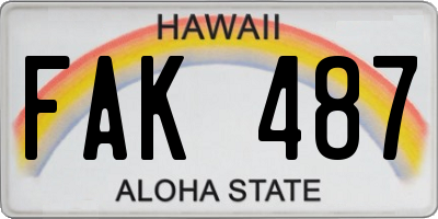 HI license plate FAK487