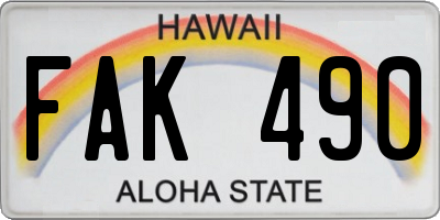 HI license plate FAK490